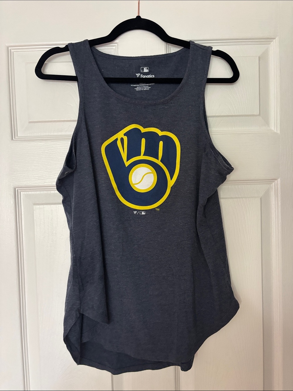 Fanatics Gray Milwaukee Brewers Tank with Yellow Glove Logo